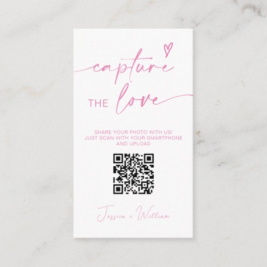Modern Wedding Pink Leg de liefde QR Code Informatiekaartje (Voorkant)
