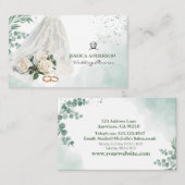 Modern Wedding Planner Bride Veil Green Visitekaartje (Voorkant / Achterkant)