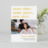 Modern Wedding Postponement Foto Folie Kaart (Staand Voorkant)