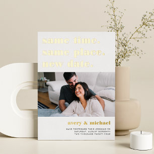 Modern Wedding Postponement Foto Folie Kaart
