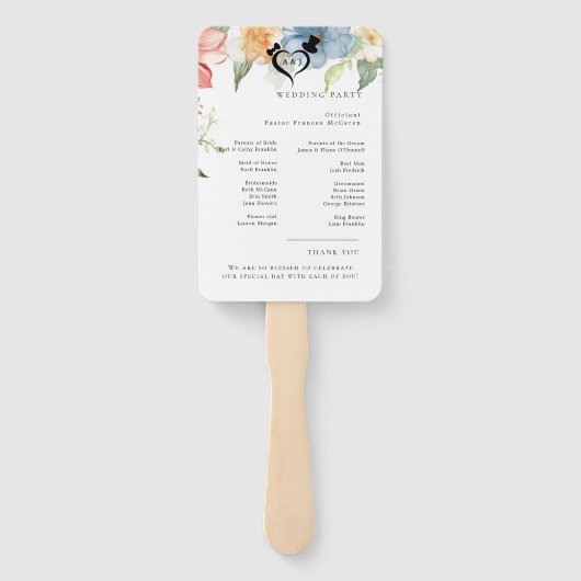 Modern Wedding Program Fans with Photo Handwaaier (Achterkant)