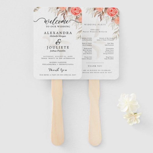 Modern Wedding Program Fans with Photo Handwaaier (Voorkant en achterkant)