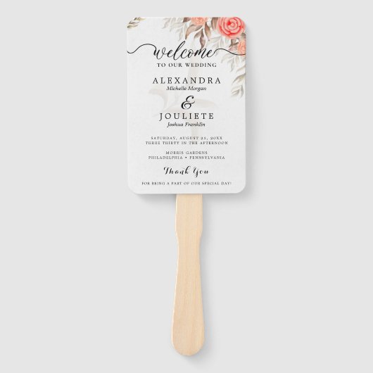 Modern Wedding Program Fans with Photo Handwaaier (Voorkant)