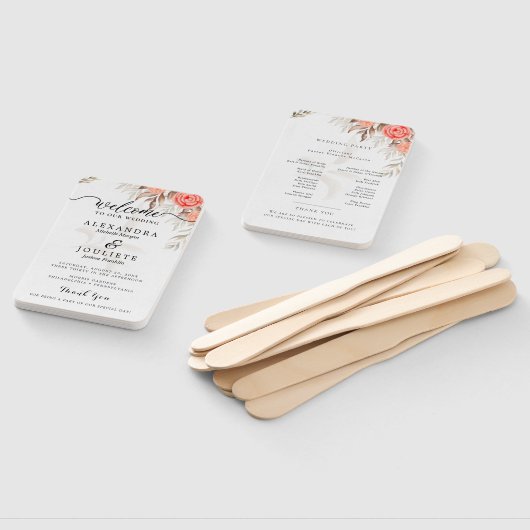 Modern Wedding Program Fans with Photo Handwaaier (Niet-gemonteerd)