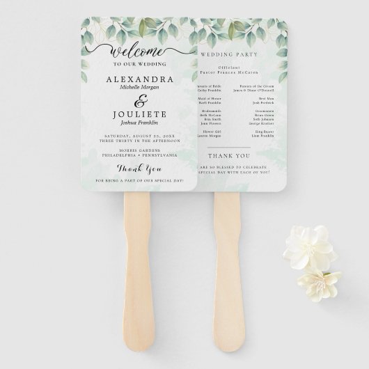 Modern Wedding Program Fans with Photo Handwaaier (Voorkant en achterkant)