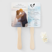 Modern Wedding Program Fans with Photo