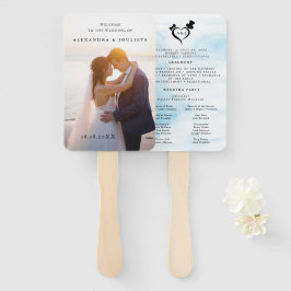 Modern Wedding Program Fans with Photo Handwaaier