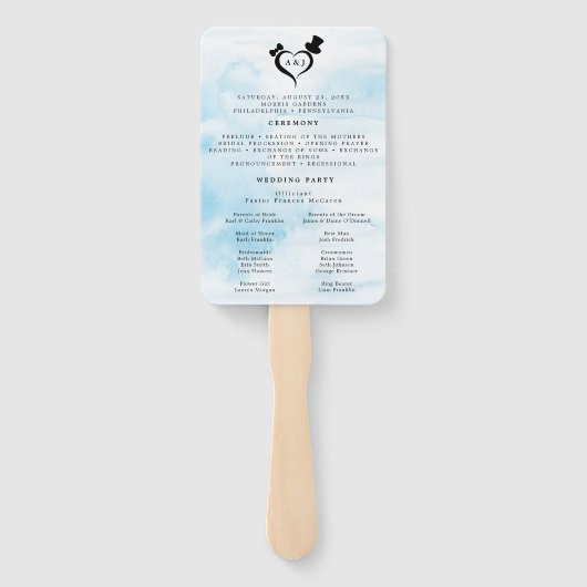 Modern Wedding Program Fans with Photo Handwaaier (Achterkant)