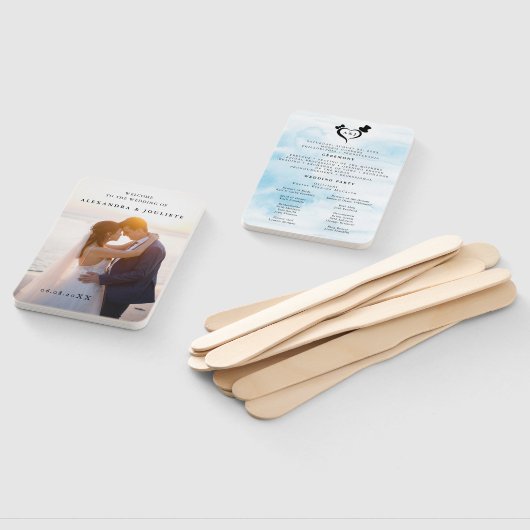 Modern Wedding Program Fans with Photo Handwaaier (Niet-gemonteerd)