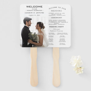 Modern Wedding Program Fans with Photo Handwaaier