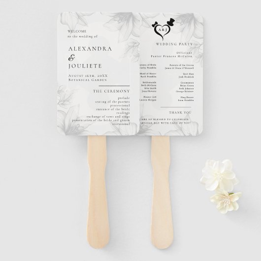 Modern Wedding Program Fans with Photo Handwaaier (Voorkant en achterkant)