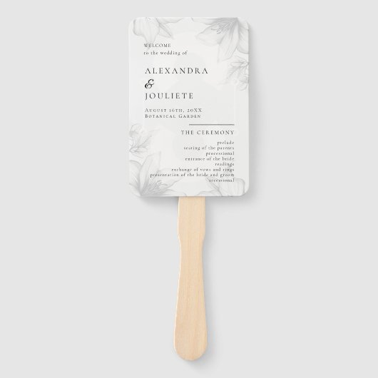 Modern Wedding Program Fans with Photo Handwaaier (Voorkant)