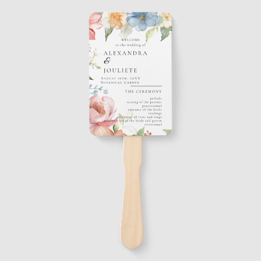 Modern Wedding Program Fans with Photo Handwaaier (Voorkant)