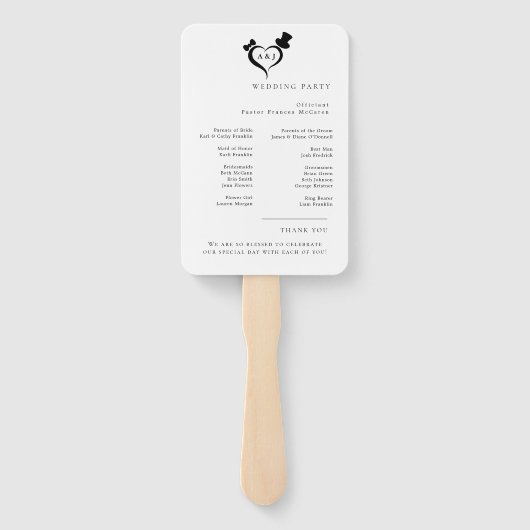 Modern Wedding Program Fans with Photo Handwaaier (Achterkant)