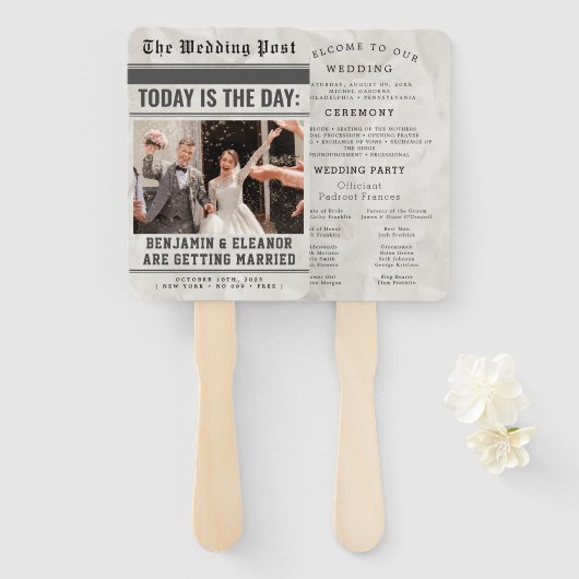 Modern Wedding Program Fans with Photo Handwaaier (Voorkant en achterkant)