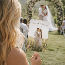 Modern Wedding Program Fans with Photo