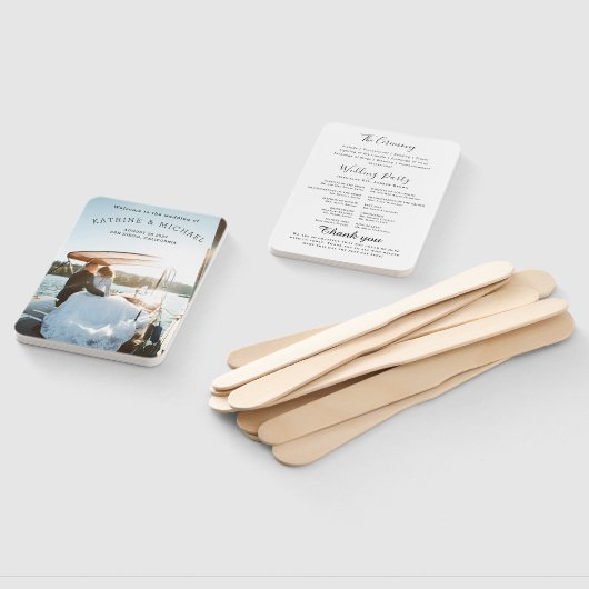 Modern Wedding Program Fans with Photo Handwaaier (Niet-gemonteerd)