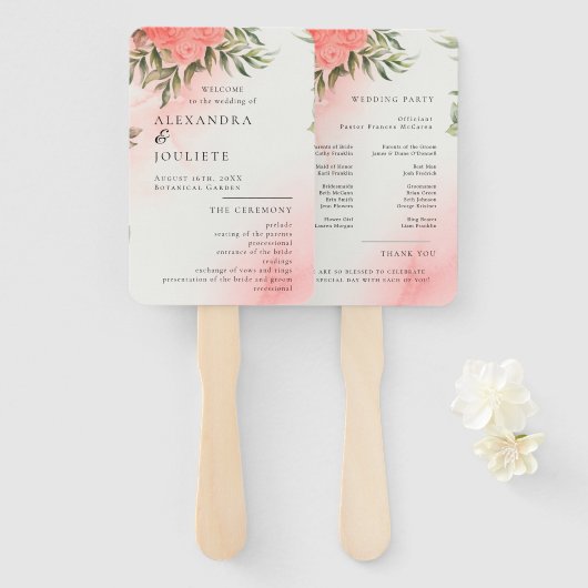 Modern Wedding Program Fans with Photo Handwaaier (Voorkant en achterkant)