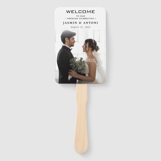 Modern Wedding Program Fans with Photo Handwaaier (Voorkant)
