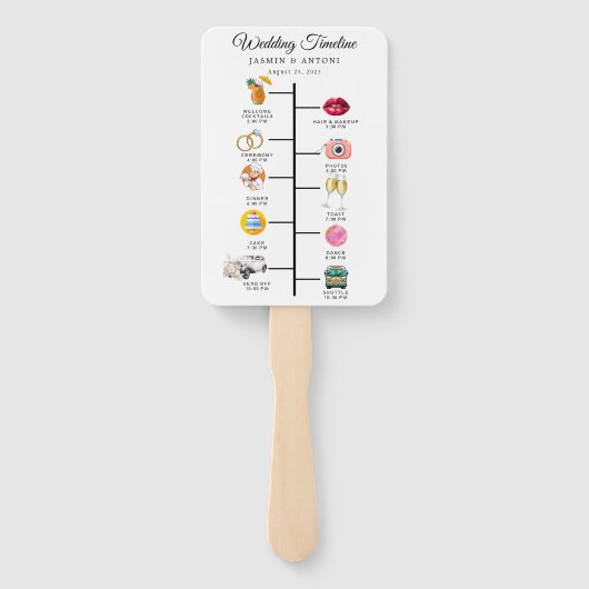 Modern Wedding Program Fans with Photo Handwaaier (Achterkant)