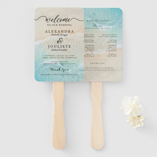 Modern Wedding Program Fans with Photo Handwaaier (Voorkant en achterkant)