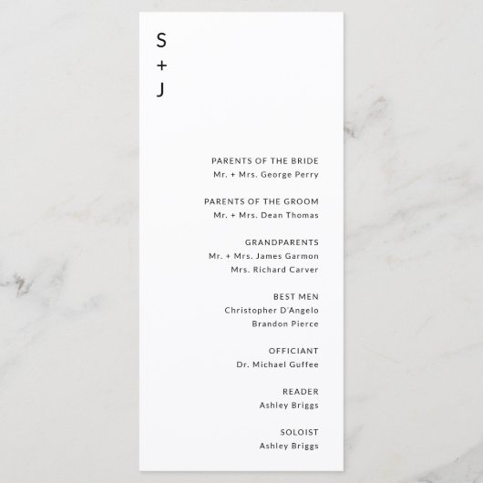 Modern Wedding Programmakaart (Achterkant)