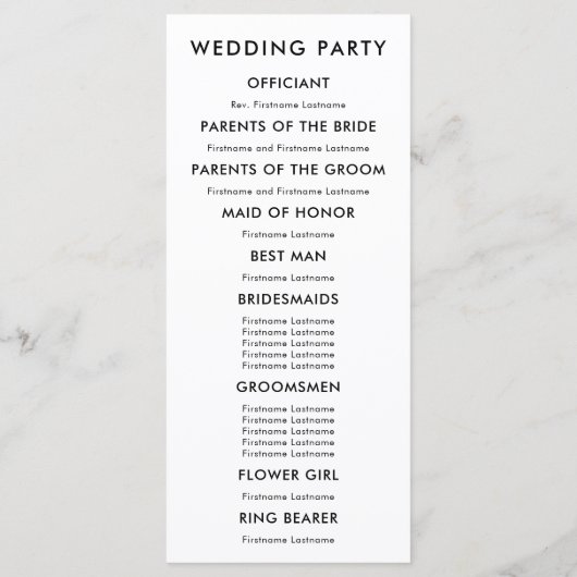 Modern Wedding Programme for Ceremonony, with Hear Programmakaart (Achterkant)