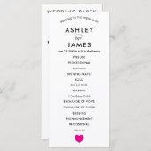 Modern Wedding Programme for Ceremony Fuchsia Hear Programmakaart (Voorkant / Achterkant)