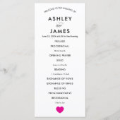 Modern Wedding Programme for Ceremony Fuchsia Hear Programmakaart (Voorkant)