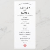 Modern Wedding Programme for Ceremony, Pink Heart Programmakaart (Voorkant)