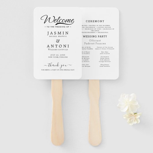 Modern Wedding Programme Handwaaier (Voorkant en achterkant)