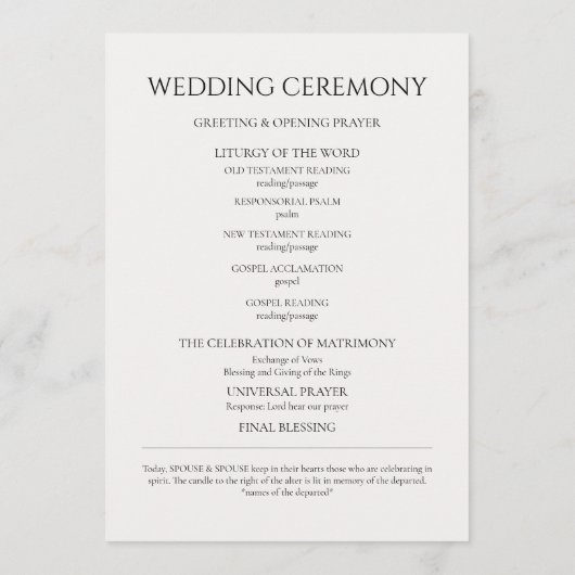 Modern Wedding Programme Programmakaart (Achterkant)