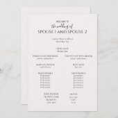 Modern Wedding Programme Programmakaart (Voorkant / Achterkant)