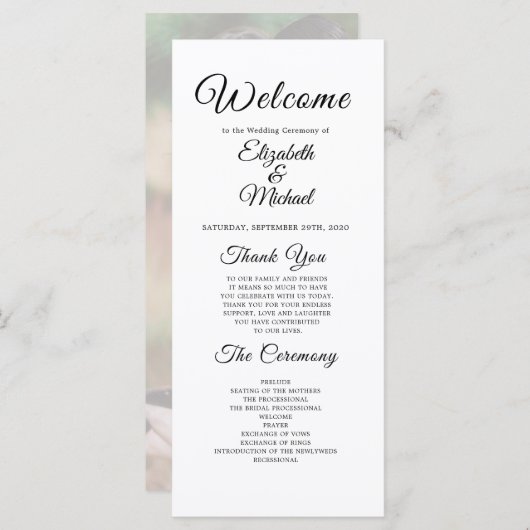 Modern Wedding Programme Programmakaart (Voorkant / Achterkant)