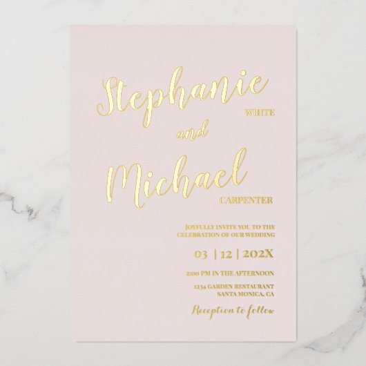 Modern Wedding real Folie Uitnodiging (Voorkant)