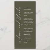 Modern Wedding Reception Dinner Thank You Card Programmakaart (Voorkant)