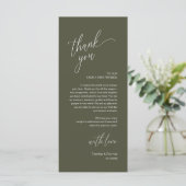 Modern Wedding Reception Dinner Thank You Card Programmakaart (Staand voorkant)