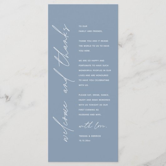Modern Wedding Reception Dinner Thank You Card Programmakaart (Voorkant)