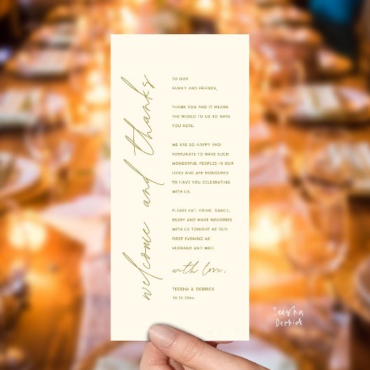 Modern Wedding Reception Dinner Thank You Card Programmakaart
