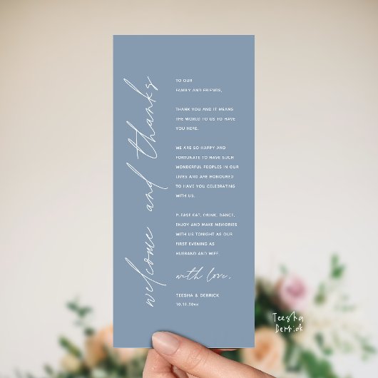 Modern Wedding Reception Dinner Thank You Card Programmakaart