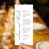 Modern Wedding Reception Dinner Thank You Card Programmakaart