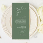 Modern Wedding Reception Dinner Thank You Card Programmakaart