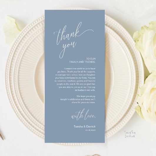 Modern Wedding Reception Dinner Thank You Card Programmakaart