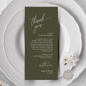 Modern Wedding Reception Dinner Thank You Card Programmakaart