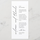 Modern Wedding Reception Dinner Thank You Card Programmakaart (Voorkant)