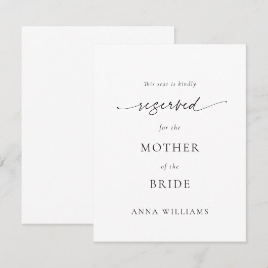 modern wedding reserved seat tag (Voorkant / Achterkant)