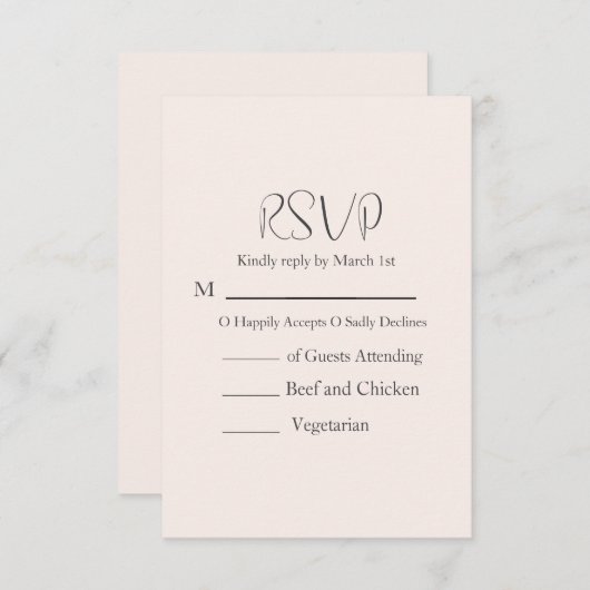 Modern Wedding RSVP Kaartje (Voorkant / Achterkant)