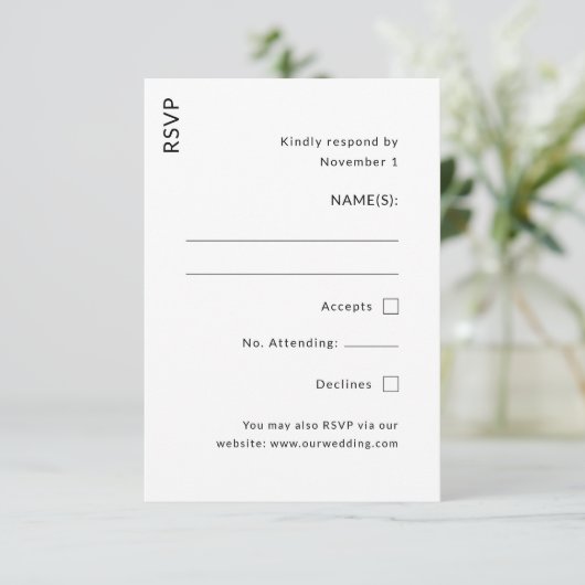 Modern Wedding RSVP Kaartje (Staand voorkant)
