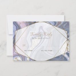 Modern Wedding RSVP Marbleized Paars Roos Agate