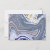 Modern Wedding RSVP Marbleized Paars Roos Agate Kaartje (Achterkant)